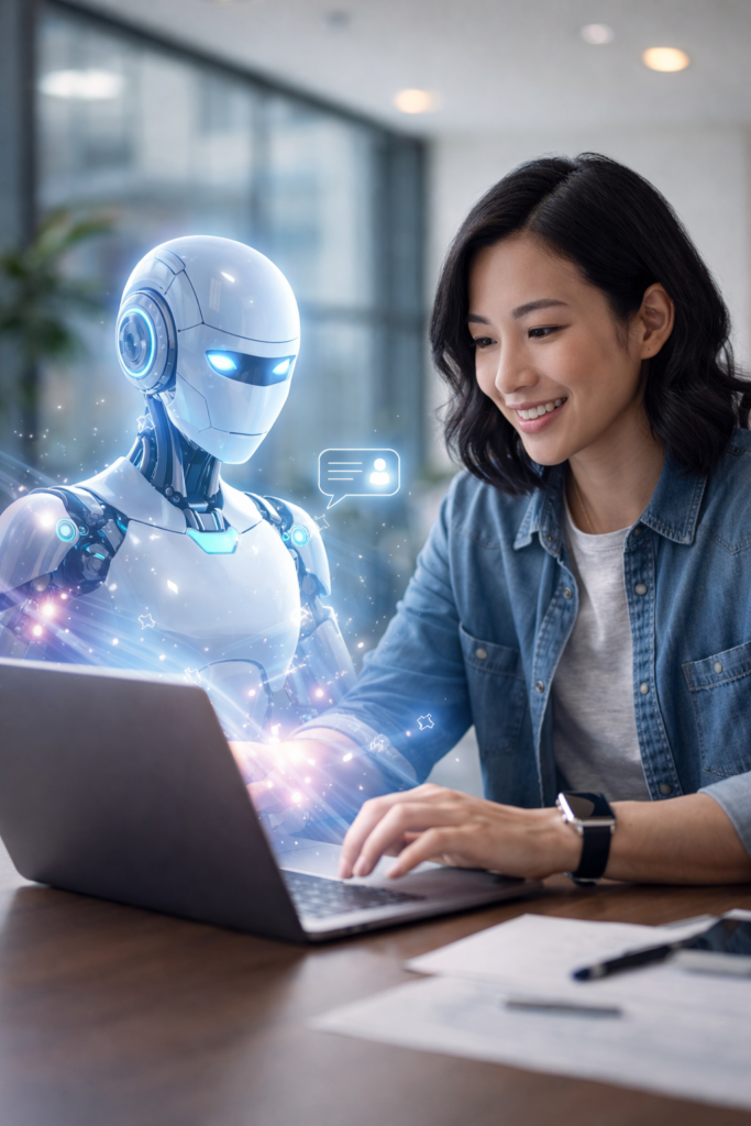 Engineer coding with ai robot