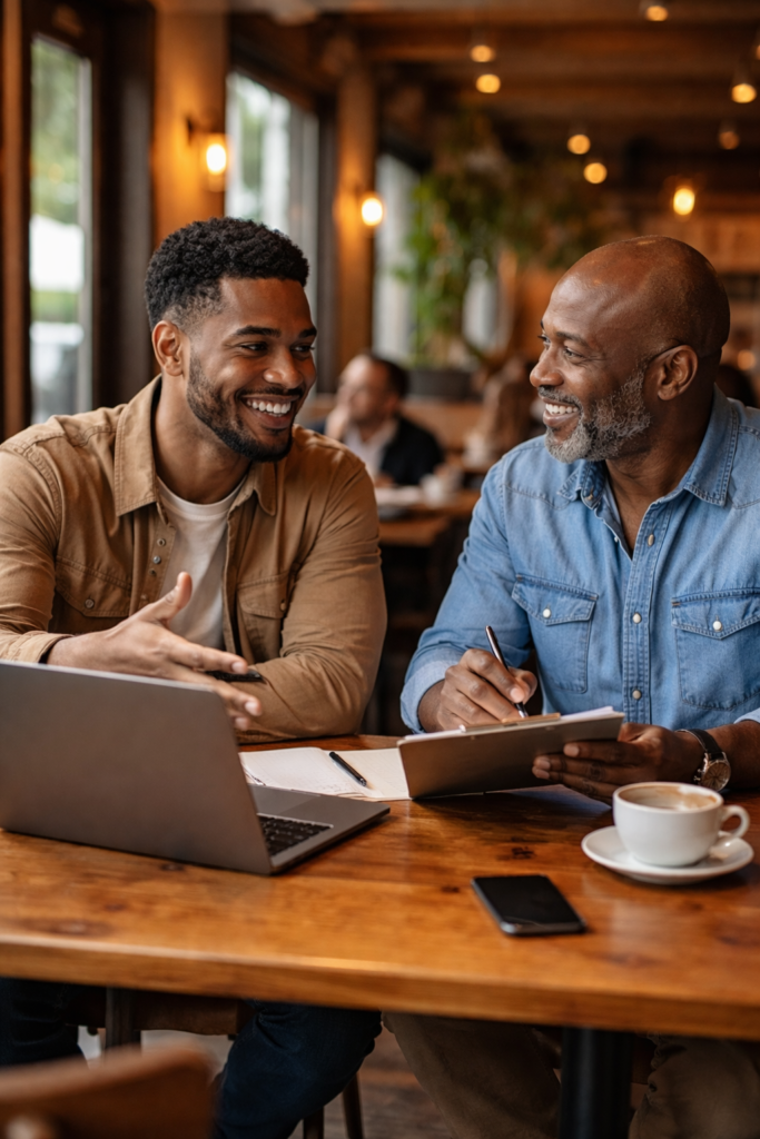 Engineer entrepreneure at cafe